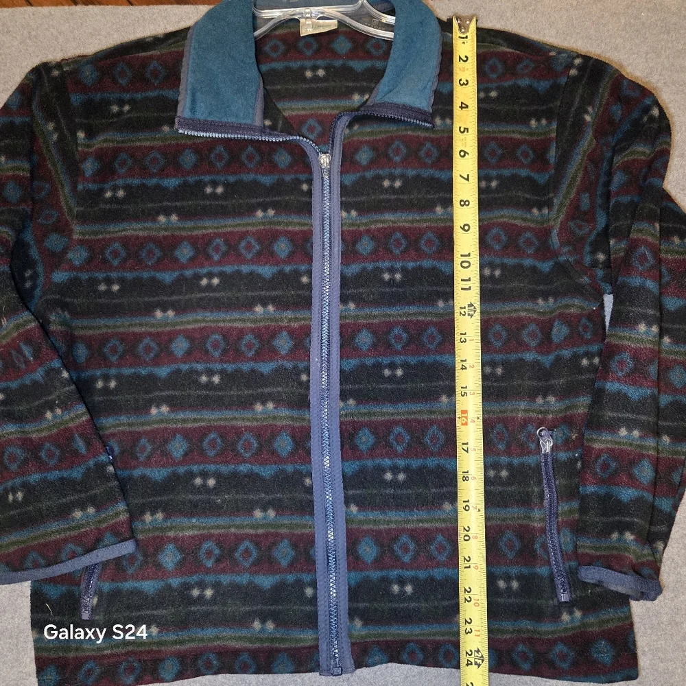 VintageWomens L.L. Bean Geometric Aztec Multicolor‎ Full-zip Fleece Jacket Sz XL